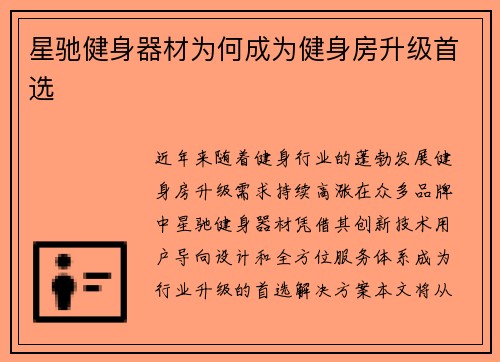 星驰健身器材为何成为健身房升级首选